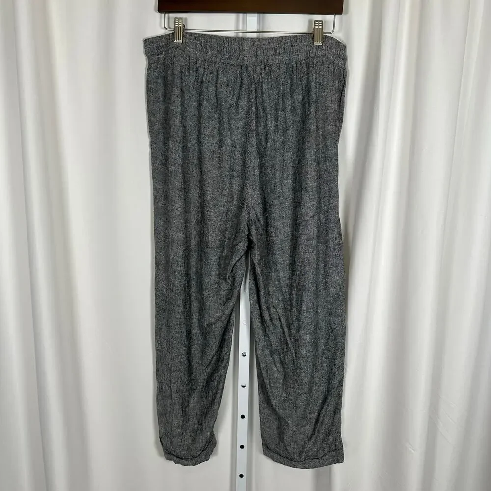 Jones New York Black Heathered Linen Pants Plus Sz 1X‎ Career Essential